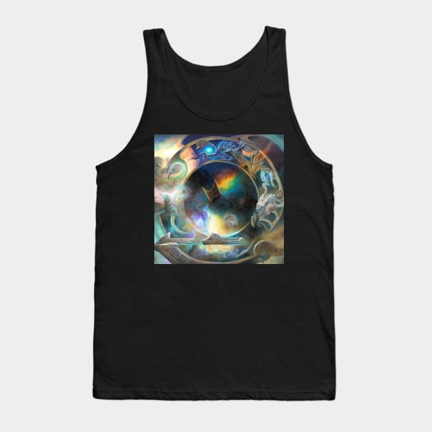 Alien Arcane Aesthic AiArt Rainbow Runes Tank Top by Swabcraft